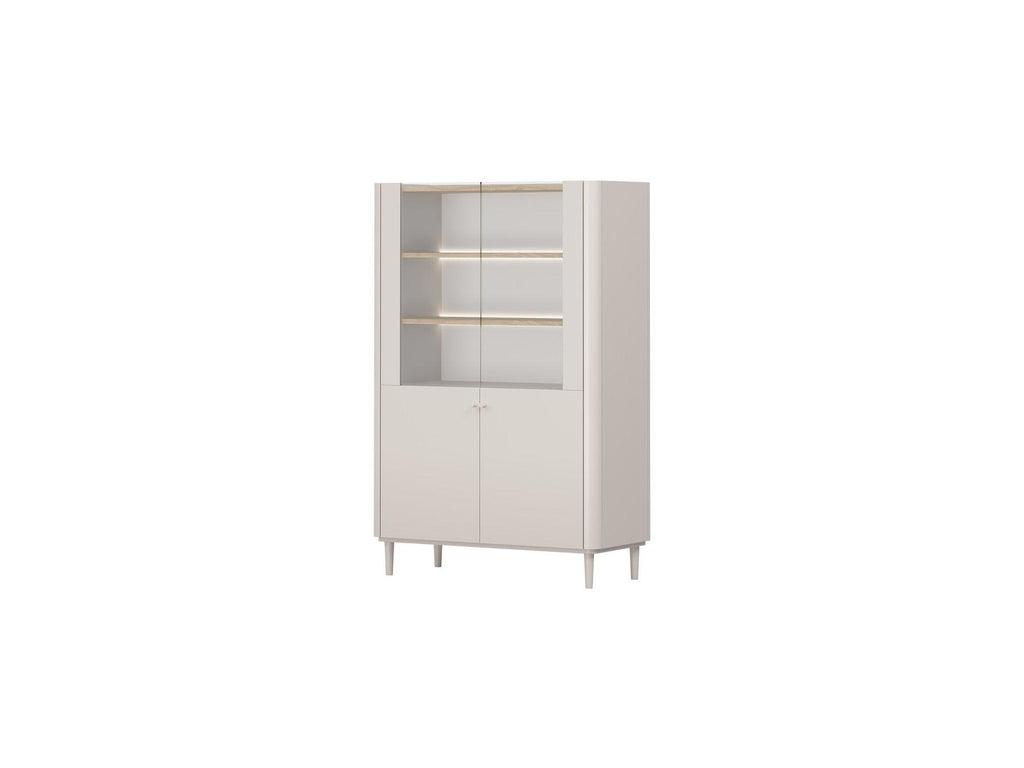 Anyra - 2-Door Display Cabinet H. 150 cm - Solid Wood Legs