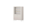 Anyra - 2-Door Display Cabinet H. 150 cm - Solid Wood Legs