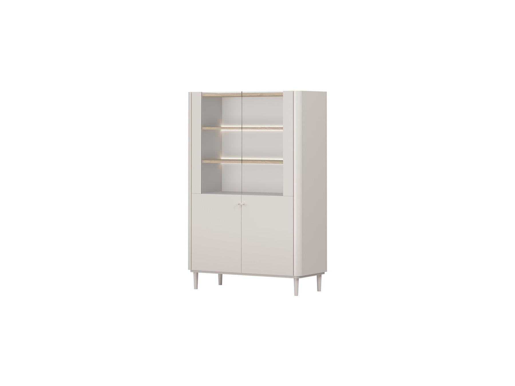 Anyra - 2-Door Display Cabinet H. 150 cm - Solid Wood Legs