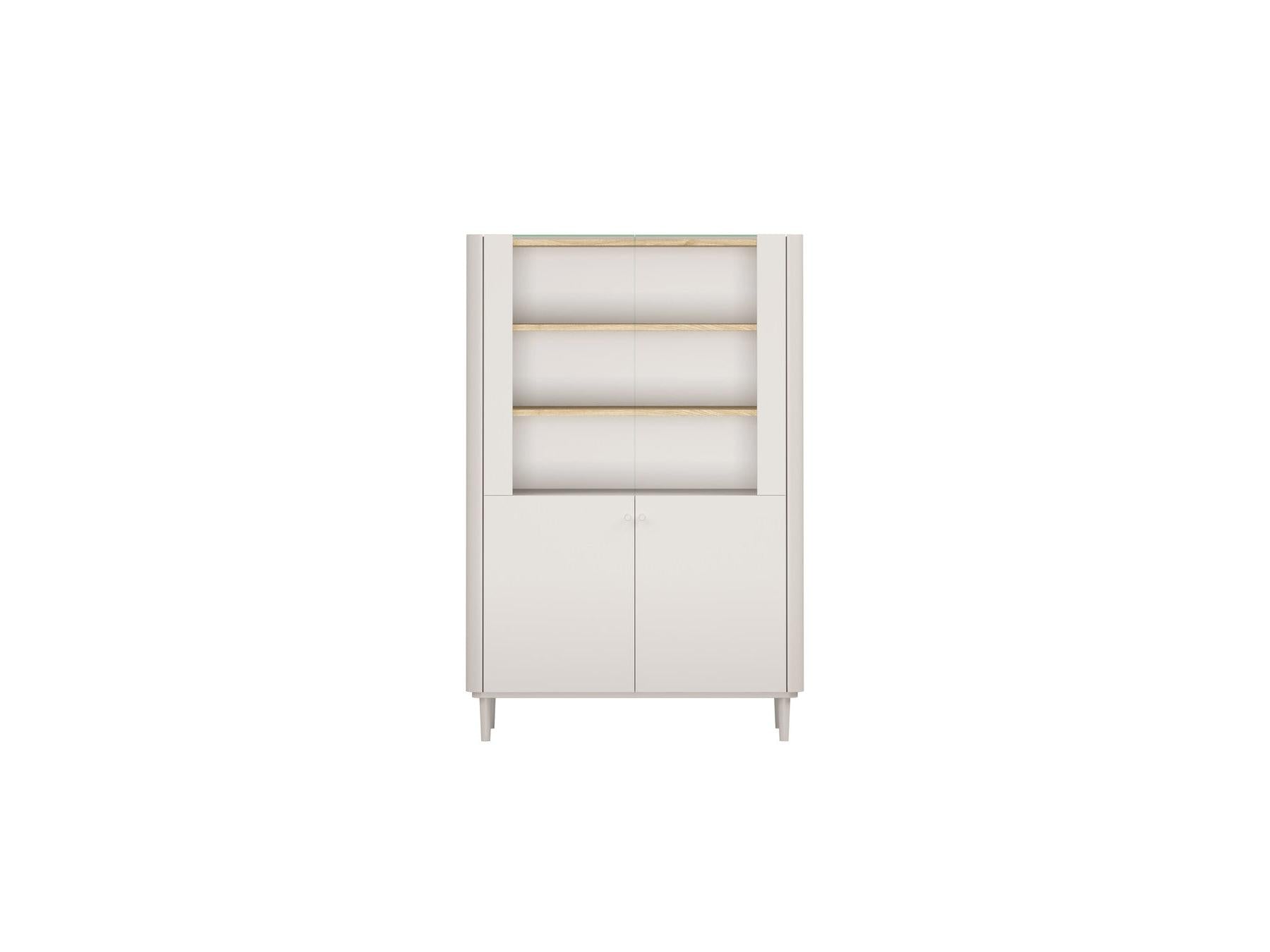 Anyra - 2-Door Display Cabinet H. 150 cm - Solid Wood Legs
