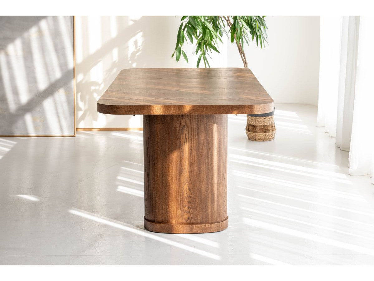 Cassis - Ensemble Avec Console Extensible 43 À 187 Cm + 4 Chaises Borely - Placage Chêne Massif Et Tissu Bouclette