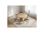 Sugiton - Set with Extendable Round Dining Table 130 to 180 cm + Set of Bastide Solid Oak Veneer Chairs - Set of 4 Chairs
