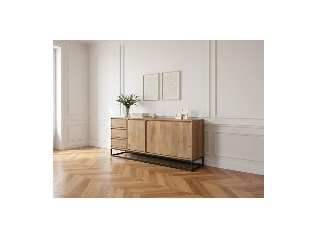Bergerac - Buffet 3 Portes 190 Cm Bois Massif De Manguier