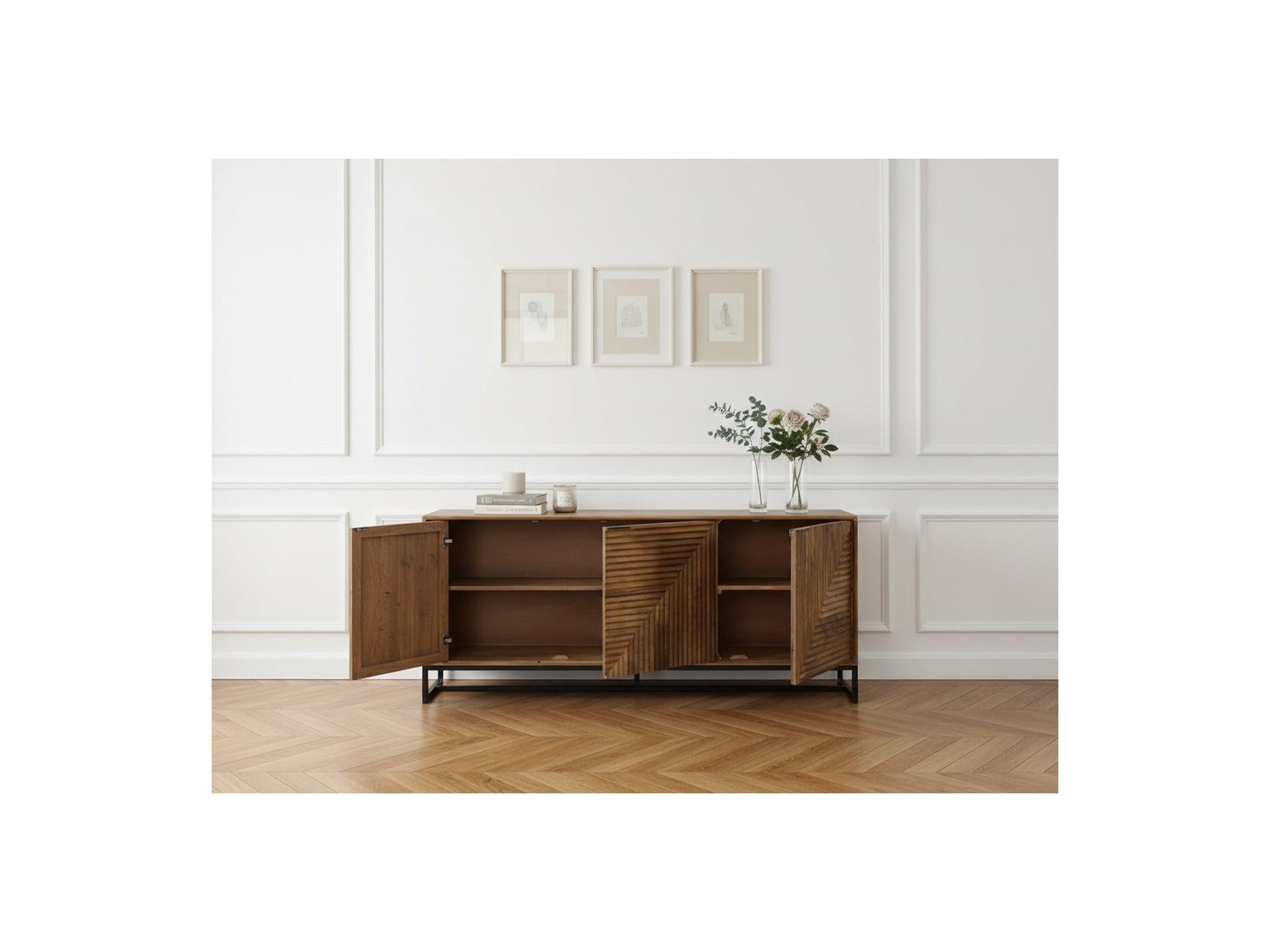 Naomie - Buffet 3 Portes 170 Cm Bois Massif D'Acacia