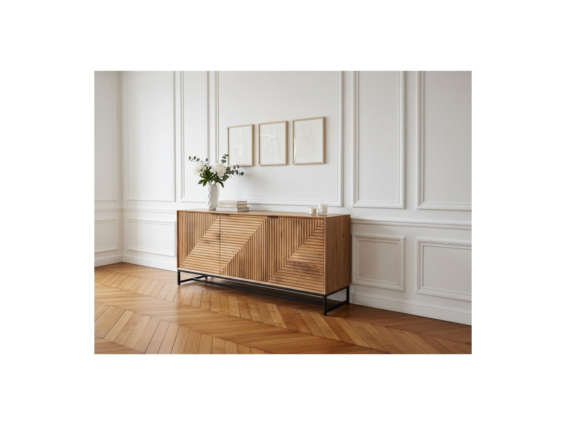 Naomie - Buffet 3 Portes 170 Cm Bois Massif D'Acacia