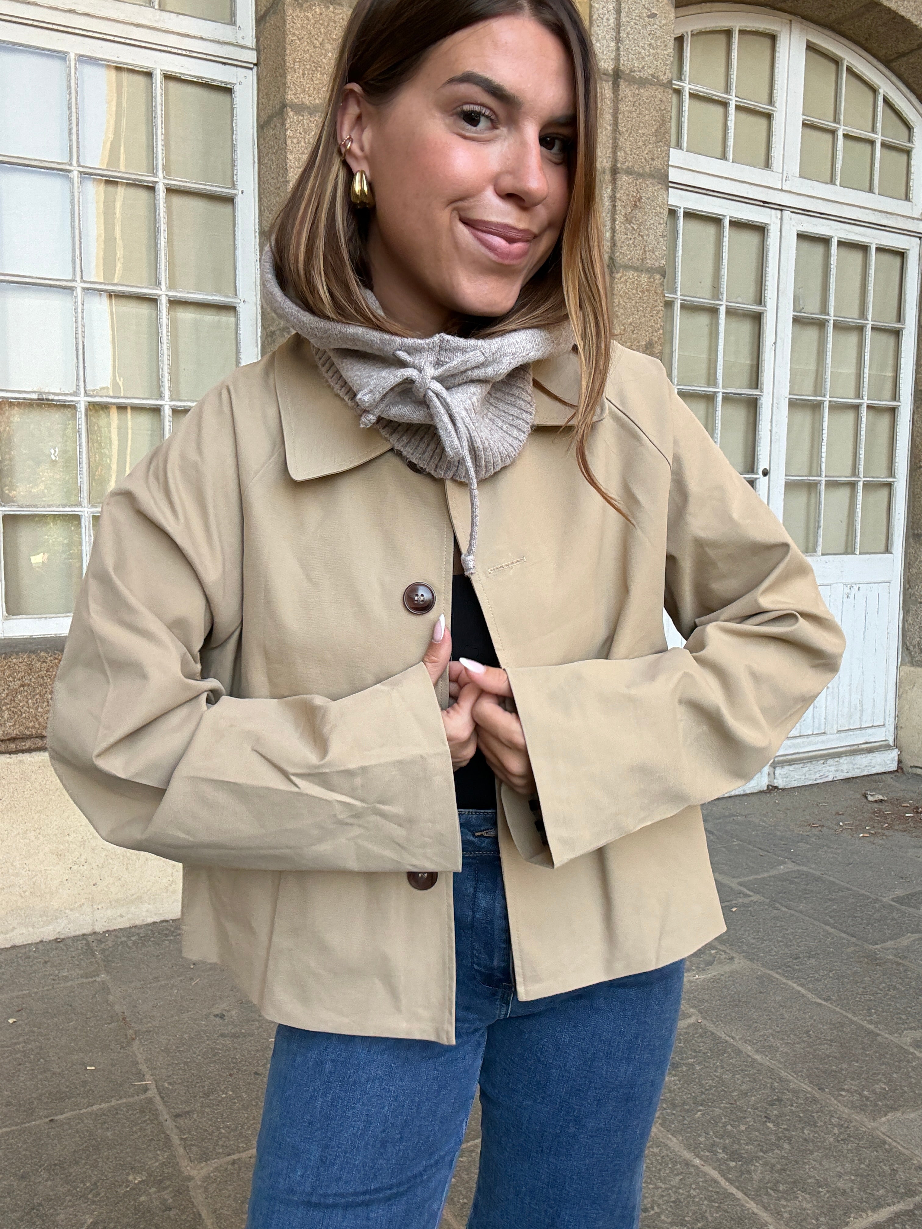 Taupe wool and cashmere balaclava