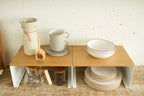 Stackable Shelf With Wooden Tray - Tosca - White
