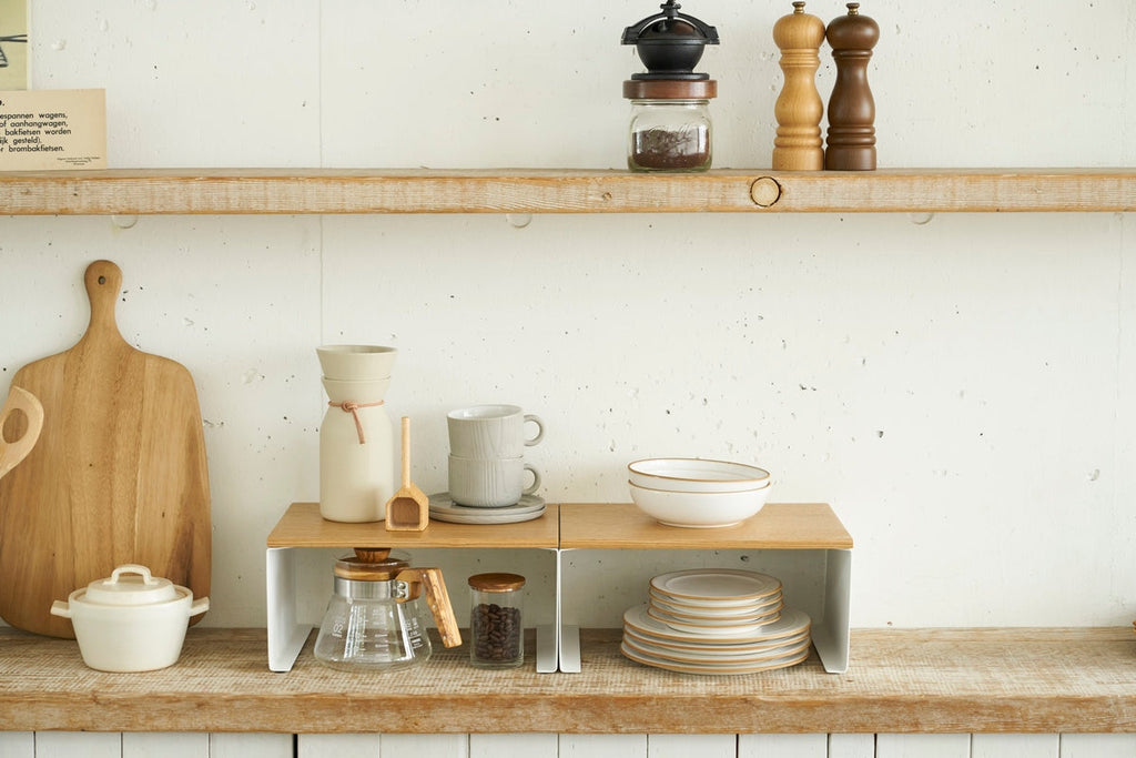 Stackable Shelf With Wooden Tray - Tosca - White