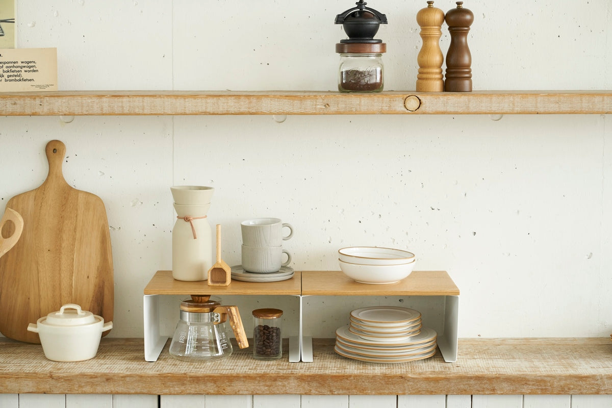 Stackable Shelf With Wooden Tray - Tosca - White