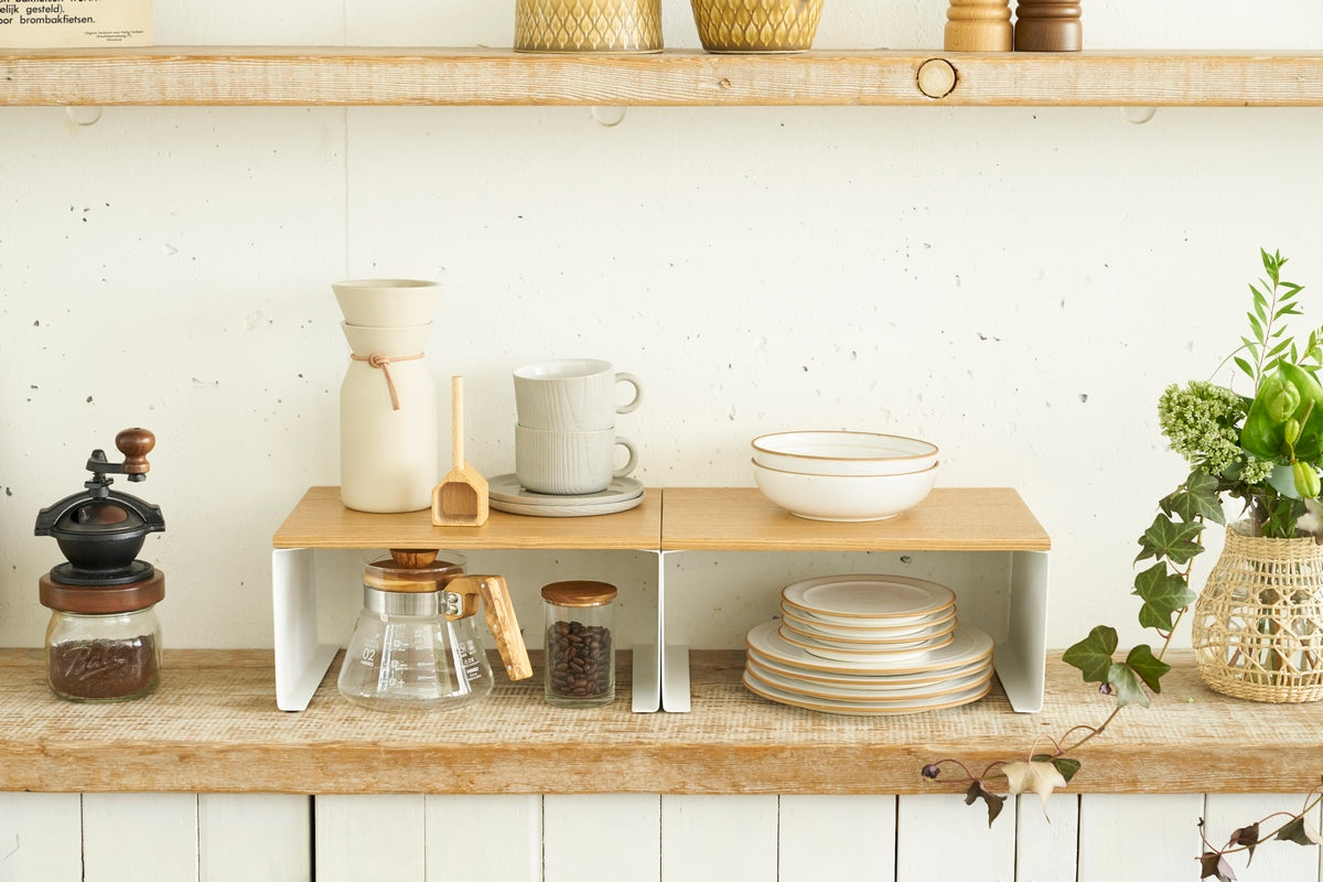 Stackable Shelf With Wooden Tray - Tosca - White