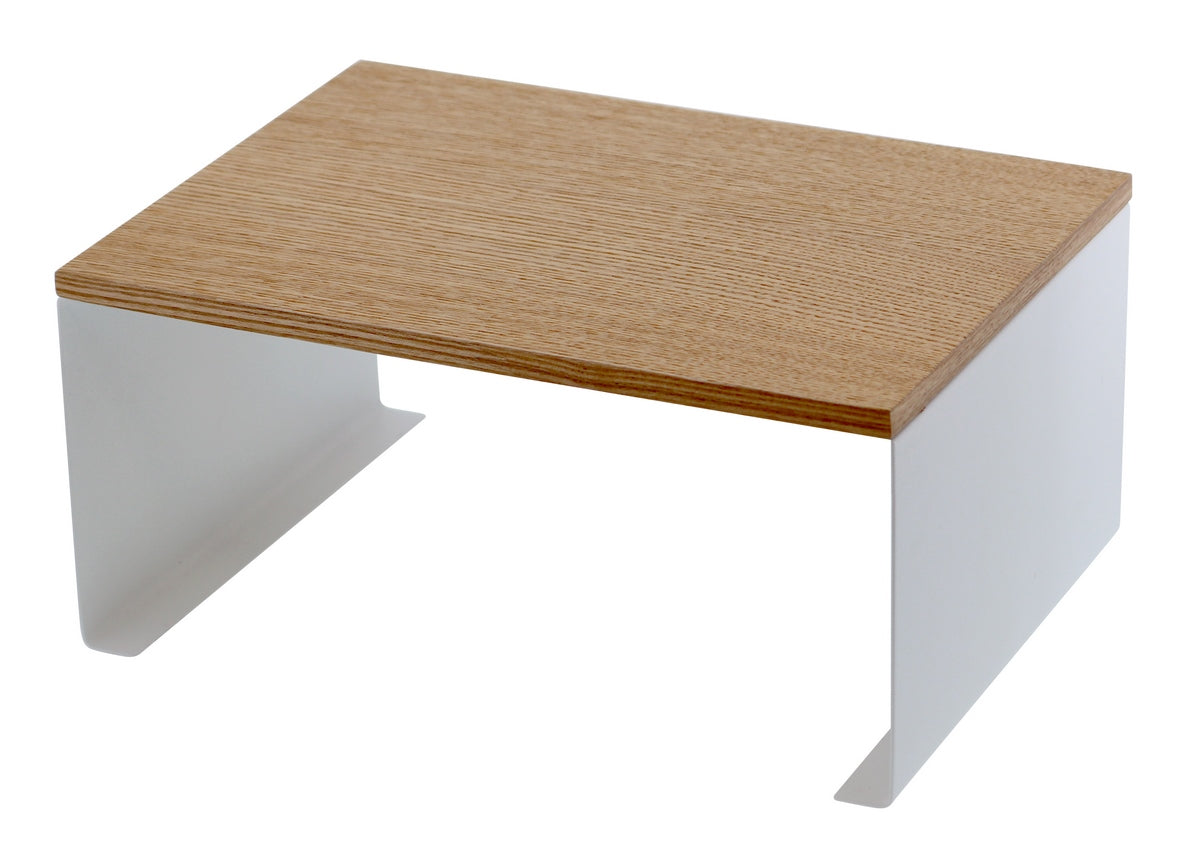 Stackable Shelf With Wooden Tray - Tosca - White