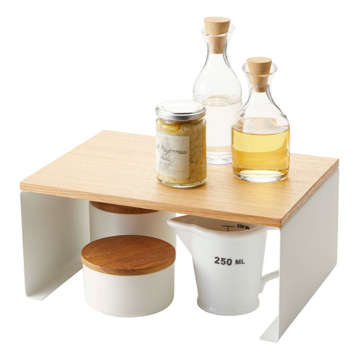 Stackable Shelf With Wooden Tray - Tosca - White