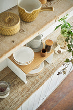 Stackable Shelf With Wooden Tray - Tosca - White