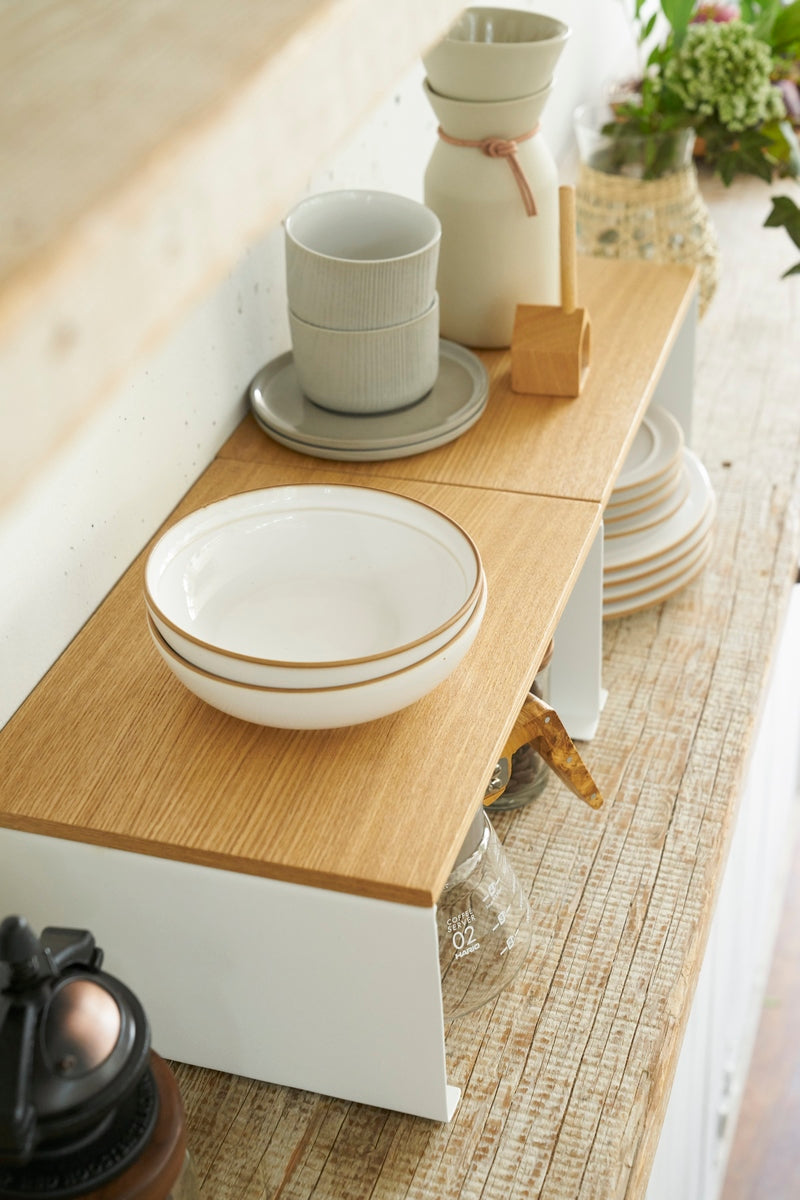 Stackable Shelf With Wooden Tray - Tosca - White