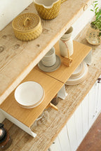 Stackable Shelf With Wooden Tray - Tosca - White