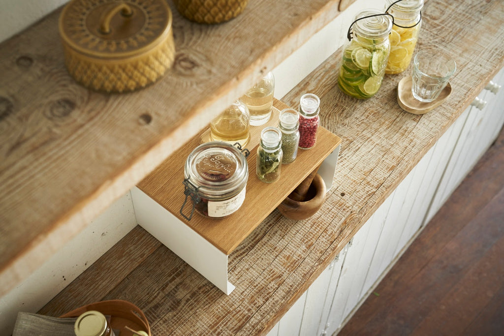 Stackable Shelf With Wooden Tray - Tosca - White