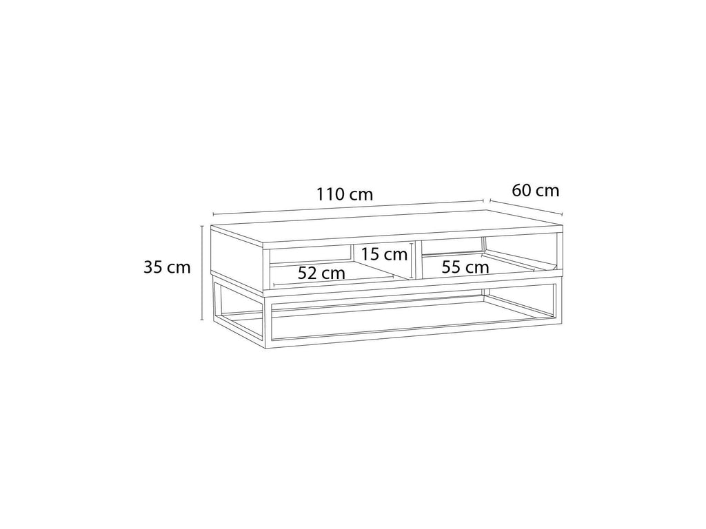 Bergerac - Coffee Table with 2 Compartments 110 cm Solid Mango Wood