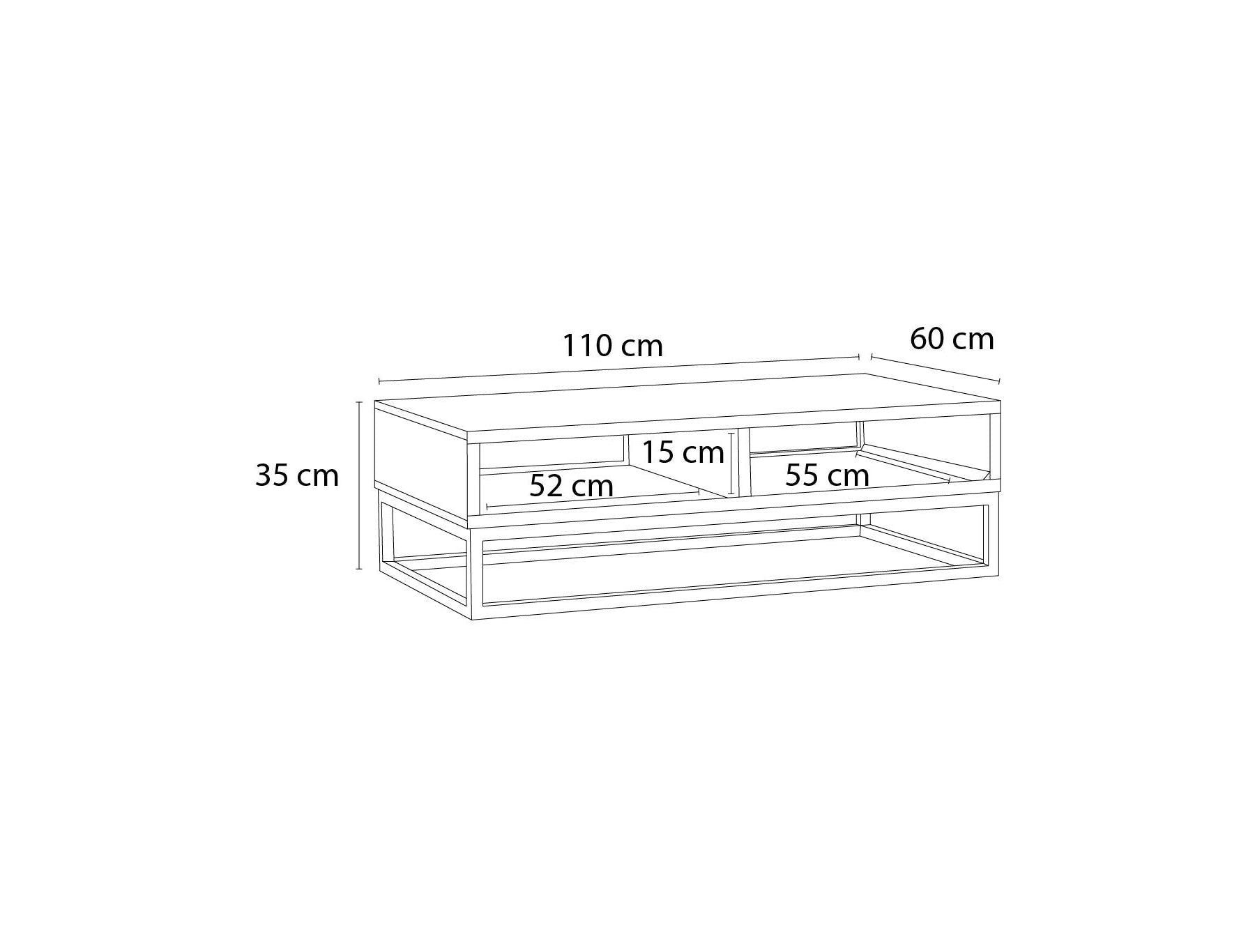 Bergerac - Coffee Table with 2 Compartments 110 cm Solid Mango Wood
