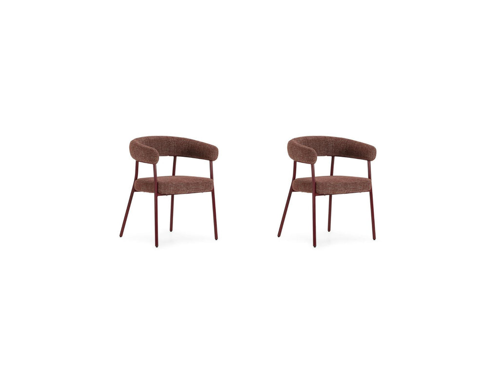 Rosa - Lot De 2 Chaises - Tissu Texturé Rouge