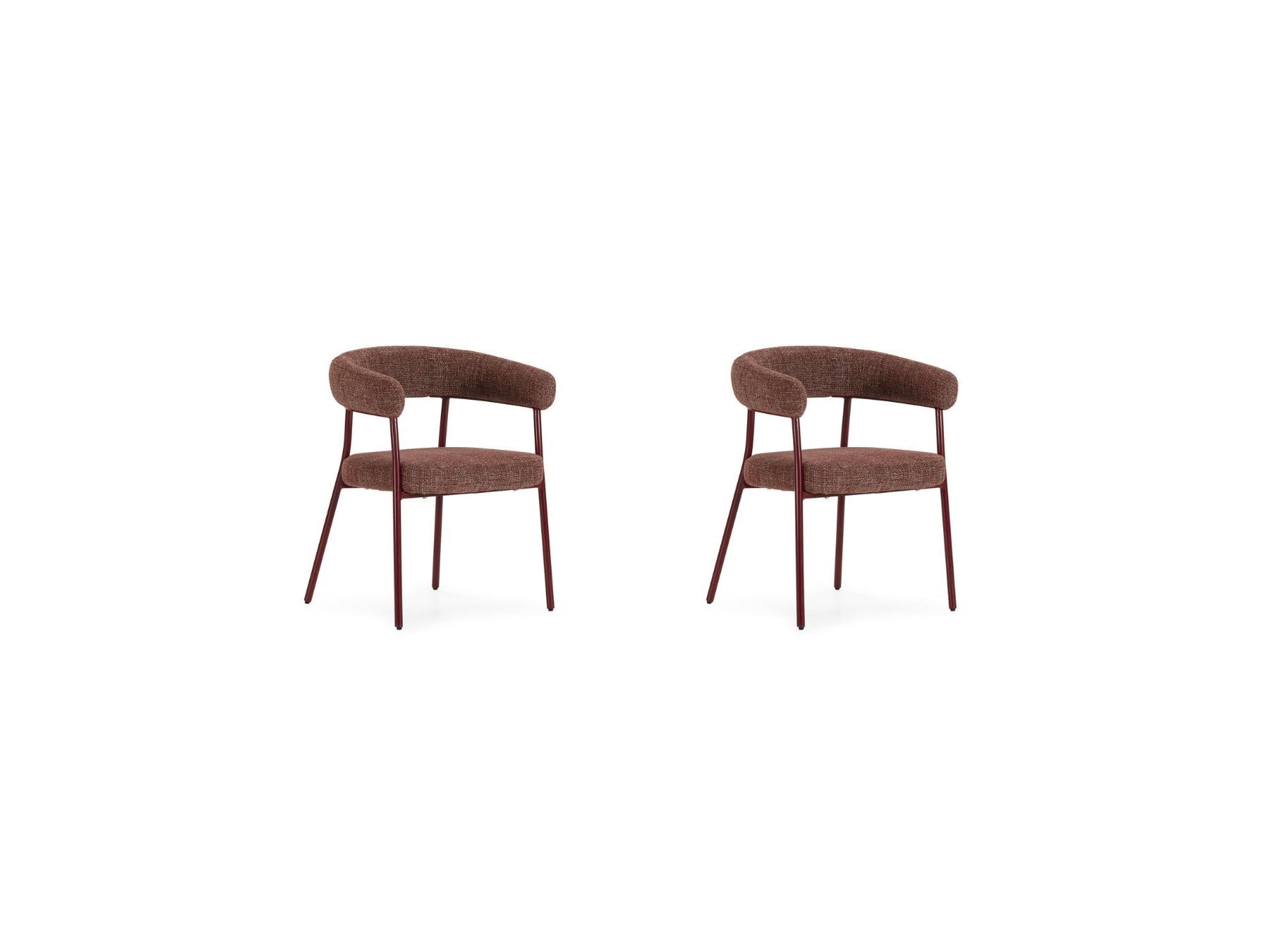 Rosa - Lot De 2 Chaises - Tissu Texturé Rouge