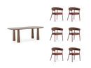 Sasha - Ensemble Avec Table À Manger Ovale + Chaises Rosa Tissu Texturé Marron - Lot De 6 Chaises
