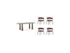 Sasha - Ensemble Avec Table À Manger Ovale + Chaises Rosa Tissu Texturé Marron - Lot De 4 Chaises