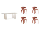 Sasha - Set - With Beige Oval Dining Table + Mila Textured Fabric Chairs - Set Of 4 Chairs