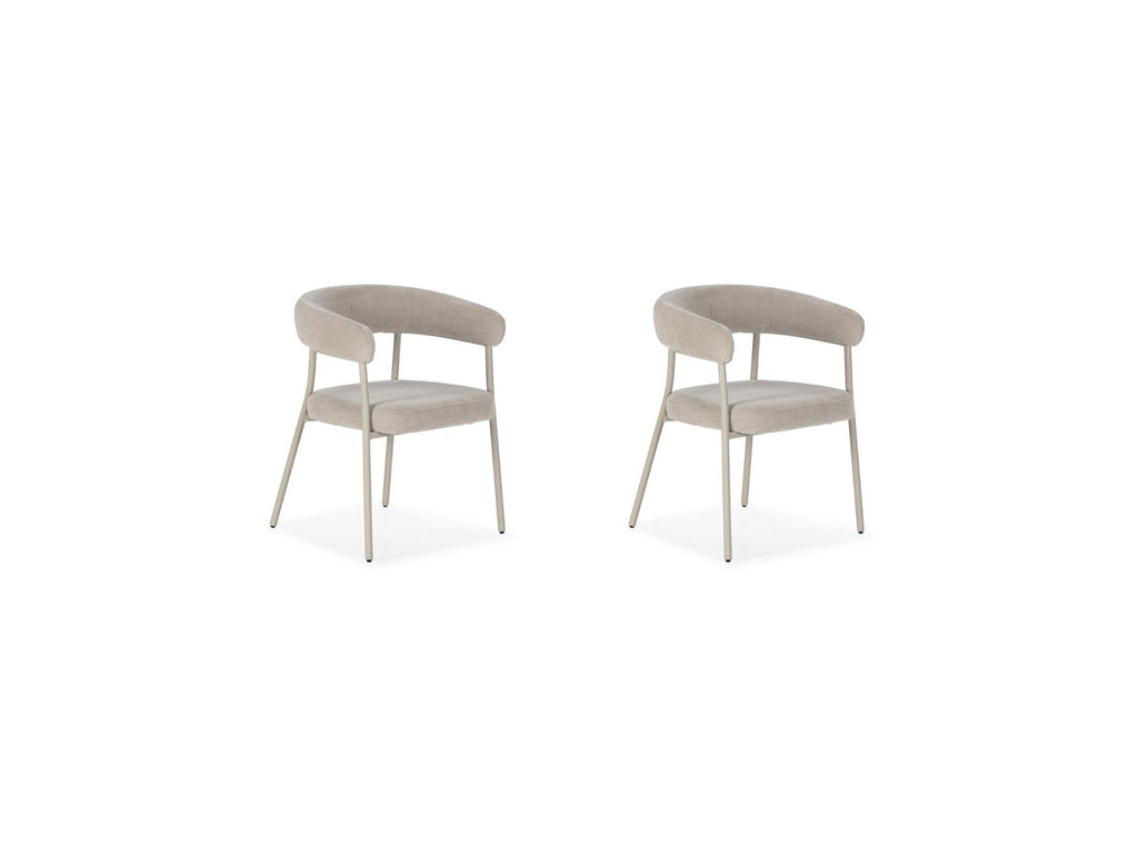 Rosa - Set of 2 Chairs - Beige Velvet Fabric