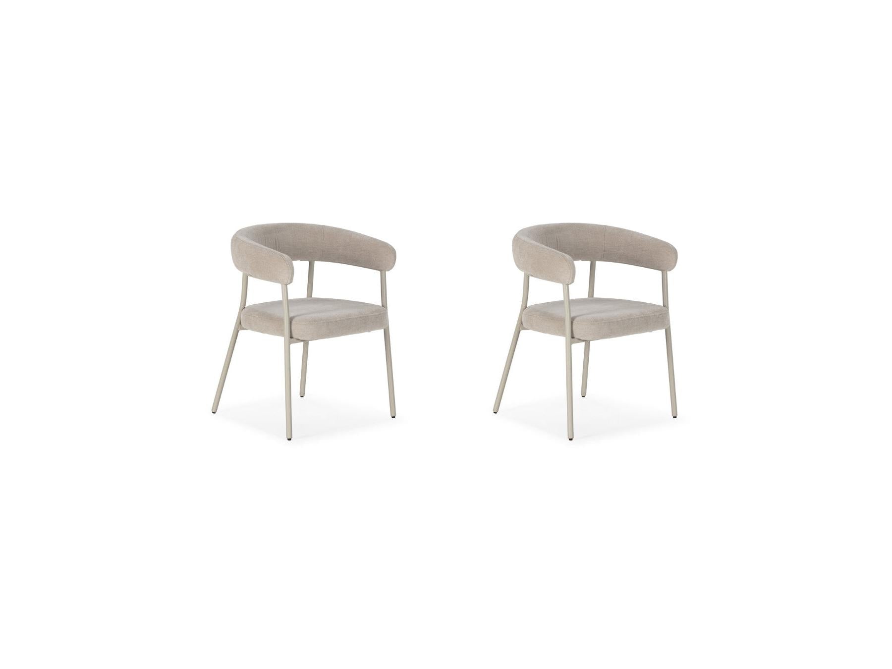 Rosa - Set of 2 Chairs - Beige Velvet Fabric