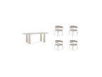 Sasha - Ensemble Avec Table À Manger Ovale + Chaises Rosa - Tissu Velours Beige - Lot De 4 Chaises