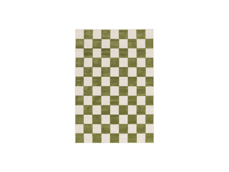 Tapis Poils Ras - Gaelle - Motif Damier - Vert