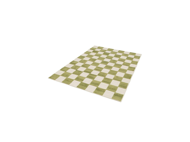 Tapis Poils Ras - Gaelle - Motif Damier - Vert