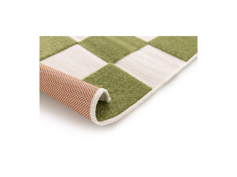 Tapis Poils Ras - Gaelle - Motif Damier - Vert