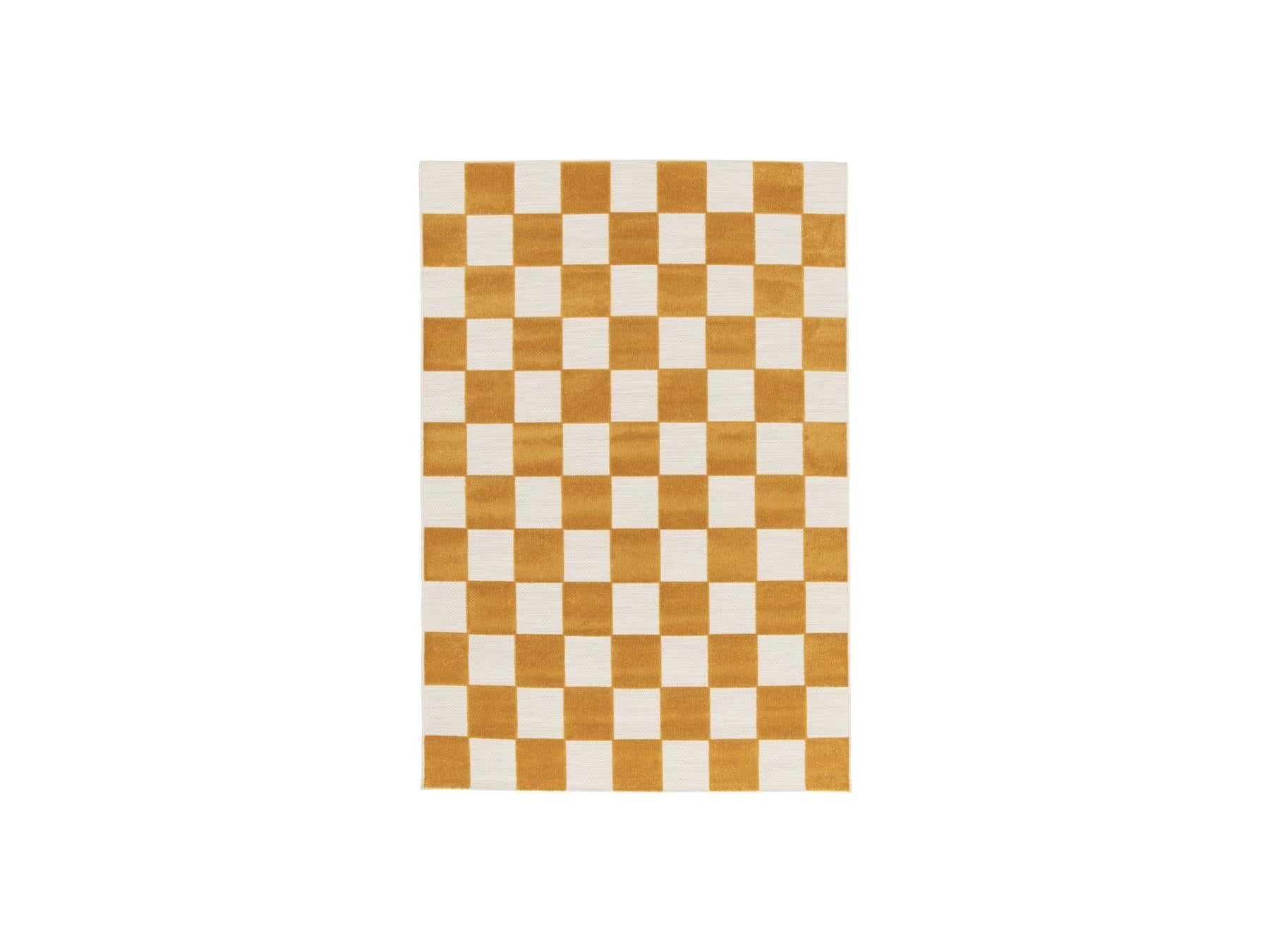 Gaelle - Low-Pile Rug - Checkerboard Pattern - Yellow