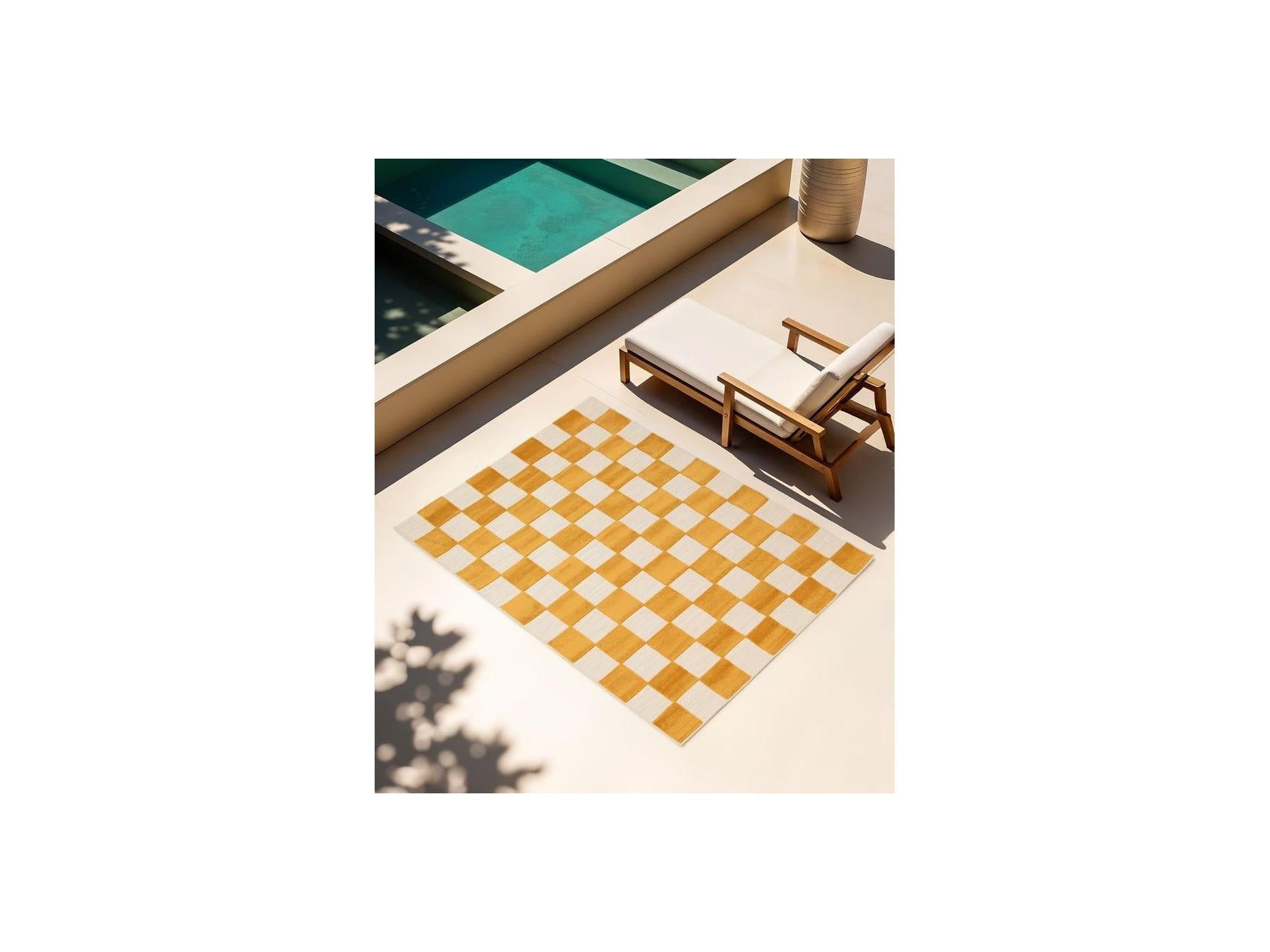 Gaelle - Low-Pile Rug - Checkerboard Pattern - Yellow