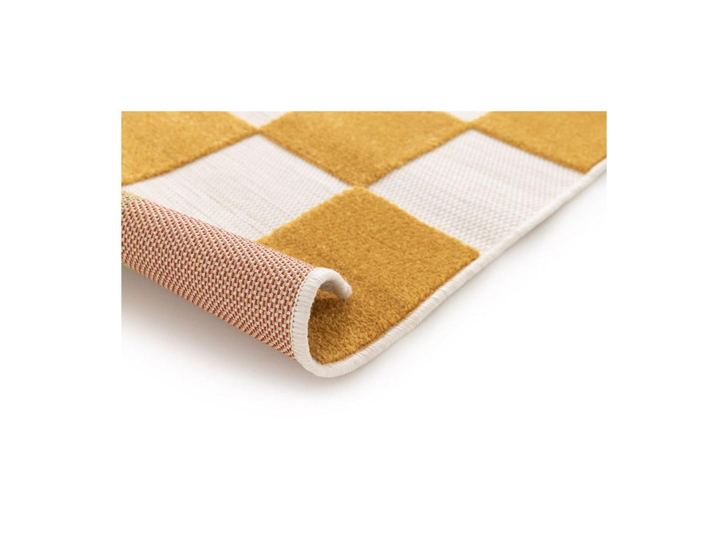 Gaelle - Low-Pile Rug - Checkerboard Pattern - Yellow