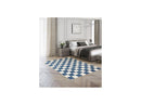 Tapis Poils Ras - Gaelle - Motif Damier - Bleu