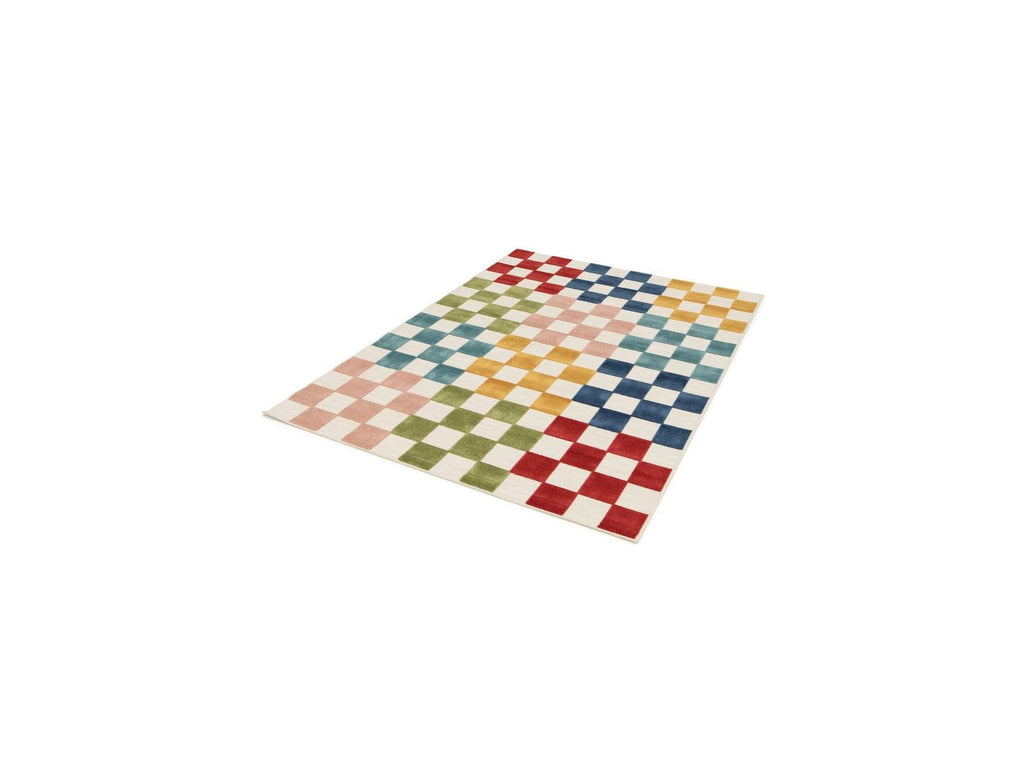 Gabrielle - Low-Pile Rug - Check Pattern - Multicoloured