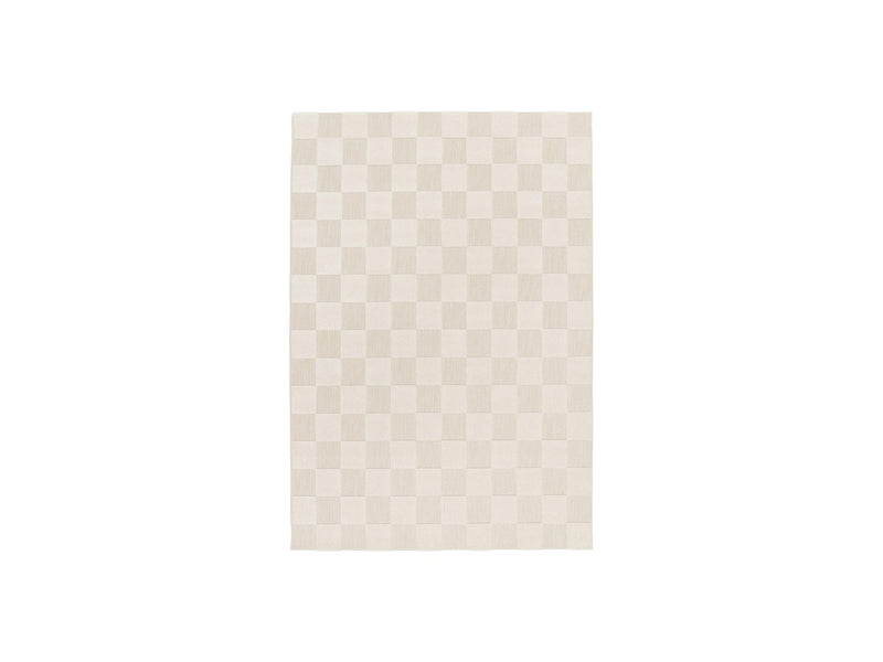 Tapis Poils Ras - Gabrielle - Motif Damier - Blanc