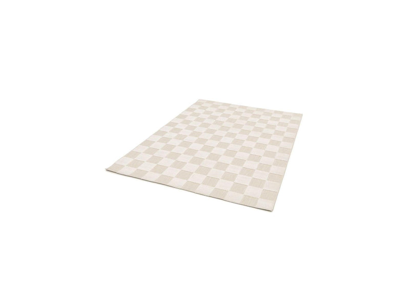 Tapis Poils Ras - Gabrielle - Motif Damier - Blanc