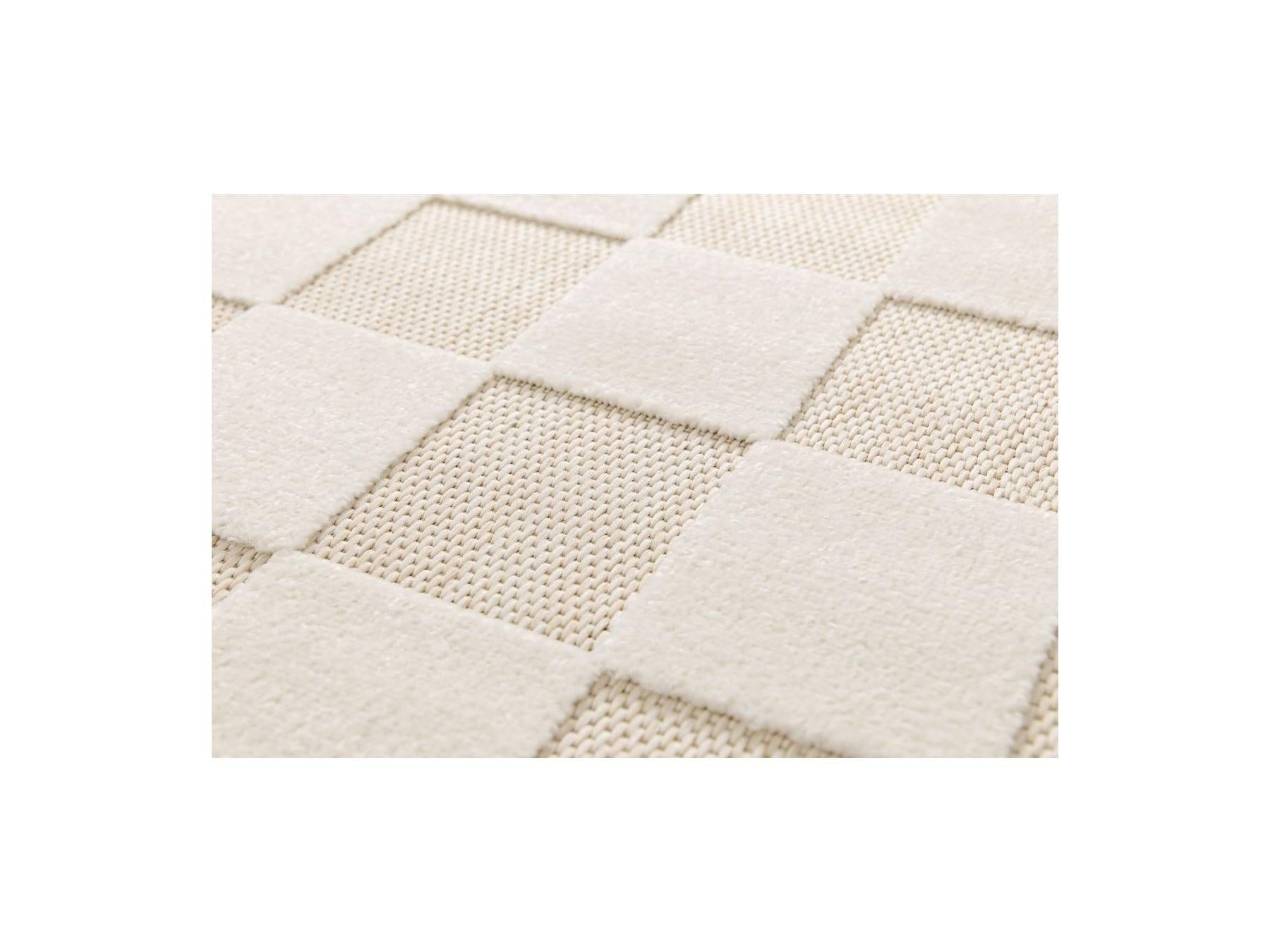 Gabrielle - Alfombra de pelo corto - Motivo ajedrezado - Blanco