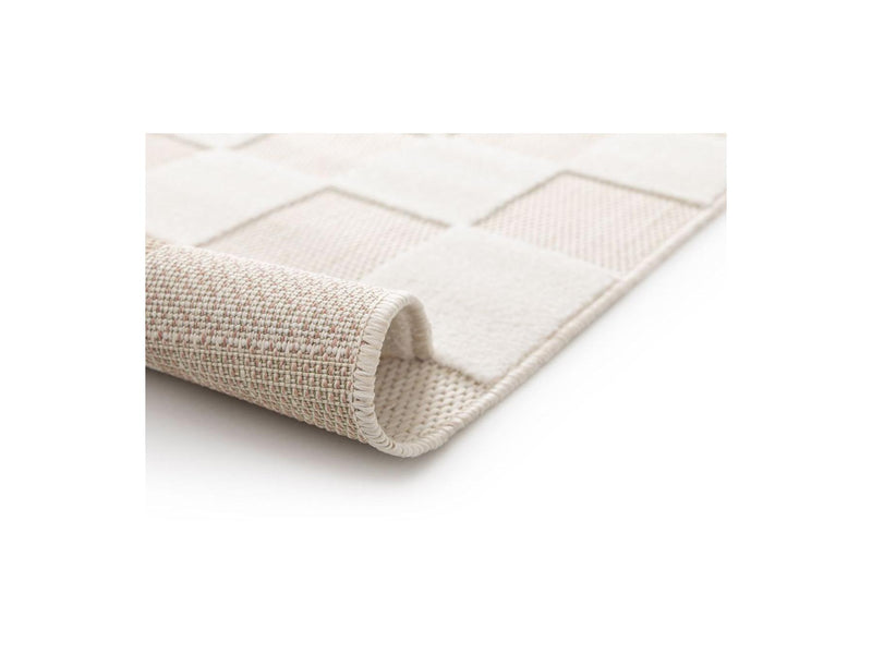 Tapis Poils Ras - Gabrielle - Motif Damier - Blanc