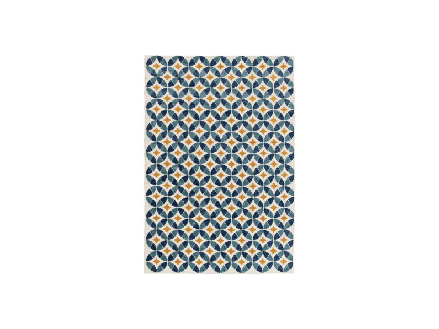 Isaure - Tapis Poils Ras - Motif Abstrait - Bleu