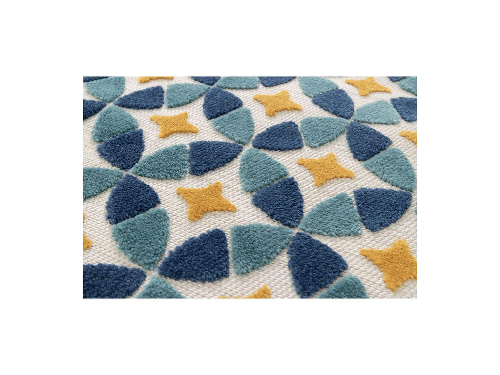 Isaure - Tapis Poils Ras - Motif Abstrait - Bleu