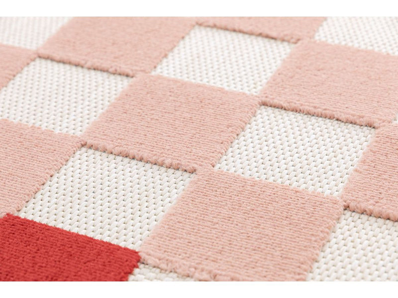 Myrlie - Tapis Poils Ras Myrlie Motif Damier - Rose