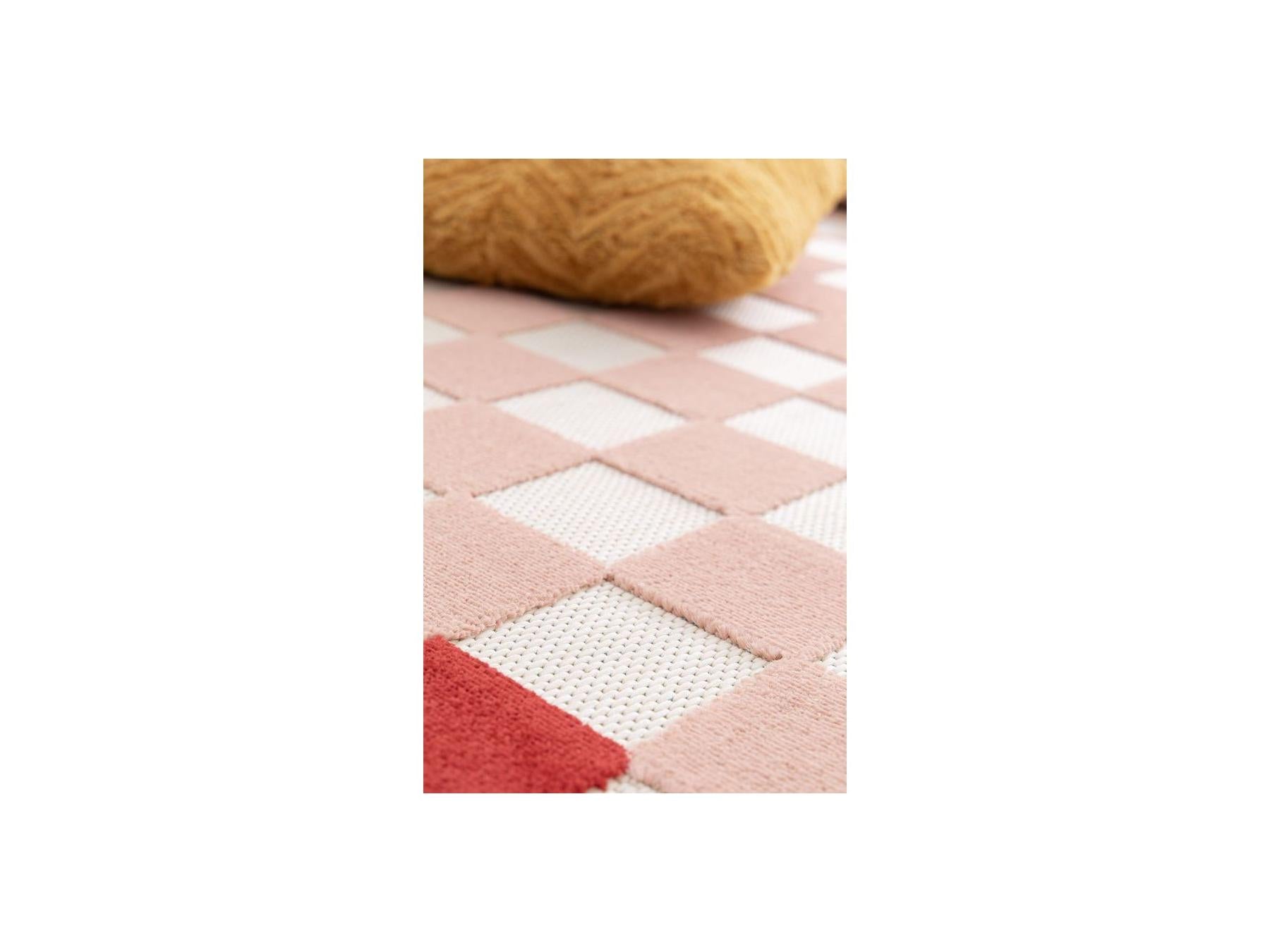 Myrlie - Myrlie Low-Pile Rug with Check Pattern - Pink