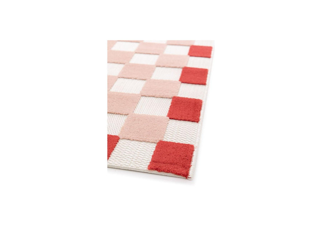 Myrlie - Myrlie Low-Pile Rug with Check Pattern - Pink