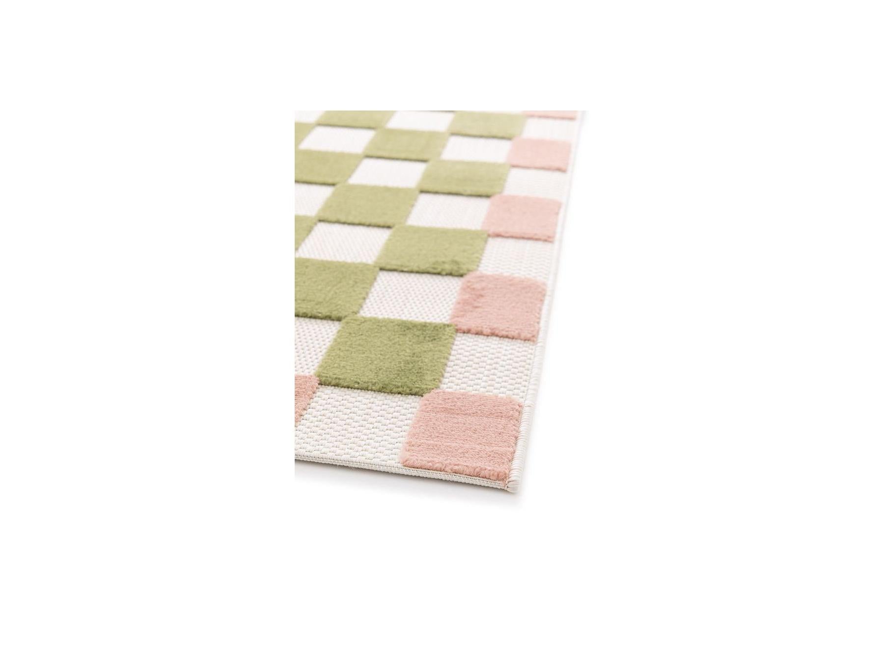 Myrlie - Low-Pile Rug - Checkerboard Pattern - Green