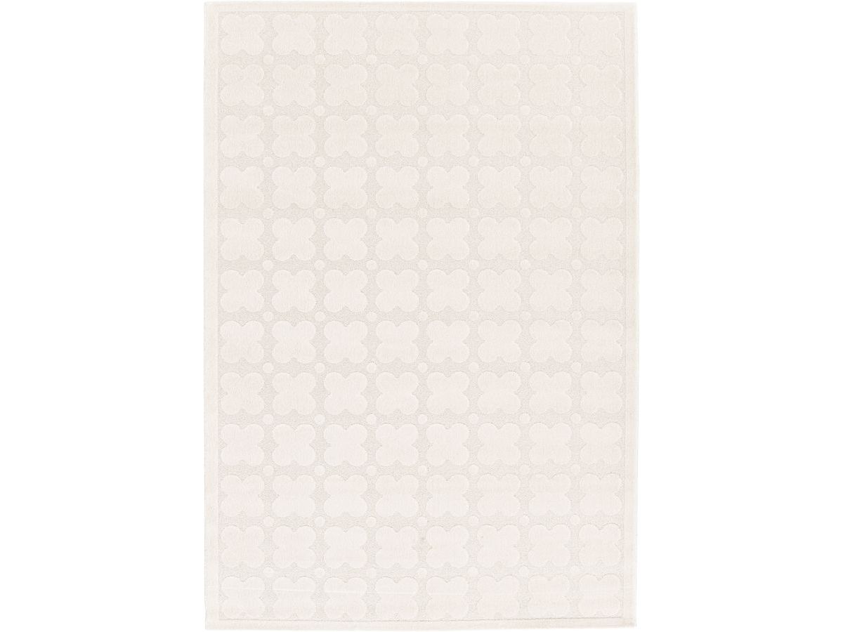Owen - Tapis Poils Ras Motif Abstrait - Blanc