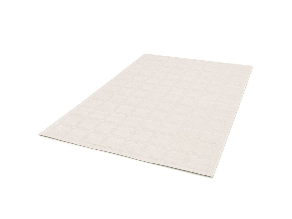 Owen - Tapis Poils Ras Motif Abstrait - Blanc